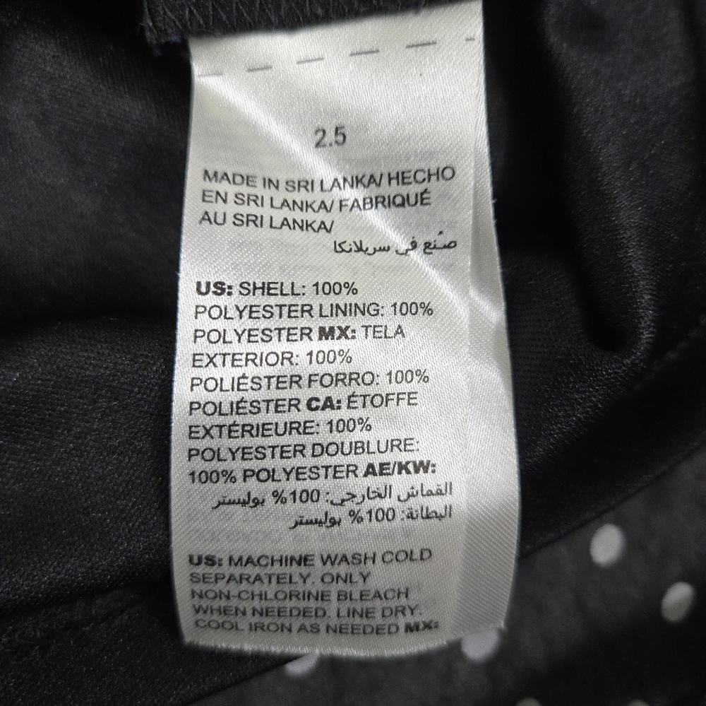 Chico's 2.5 large Black/White Polka Dot Sheer Shift Dress with Lining - Picture 5 of 10